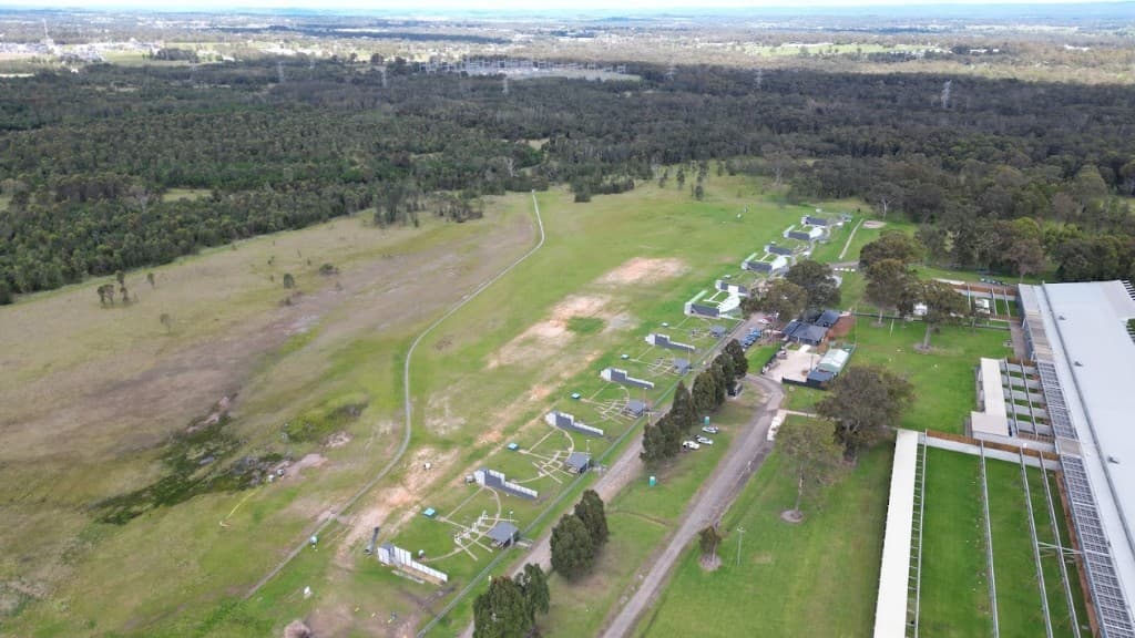 Aerial view of the Sydney International Shooting Centre range at Cecil Park